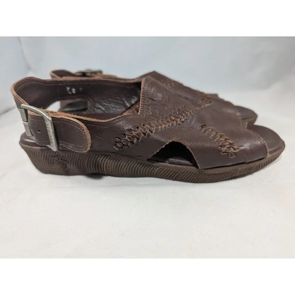 Famolare Brown Leather "Hi-Up" Wave Sole Sandals Woven Slingback Sandals Size 8M - Picture 5 of 11
